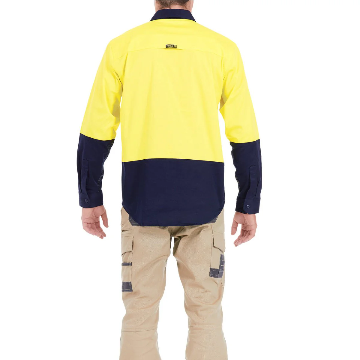 Tradie Core Hi Vis Yellow Long Sleeve Reflective Shirt 2X-Large - Flex Fabric - Breathable - Image 4