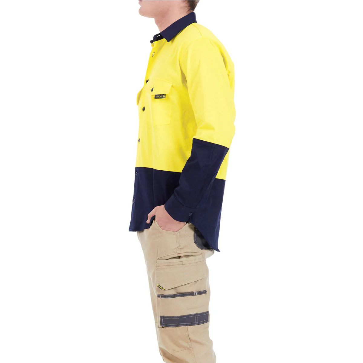 Tradie Core Hi Vis Yellow Long Sleeve Reflective Shirt - Medium - Safety & Comfort - Image 3