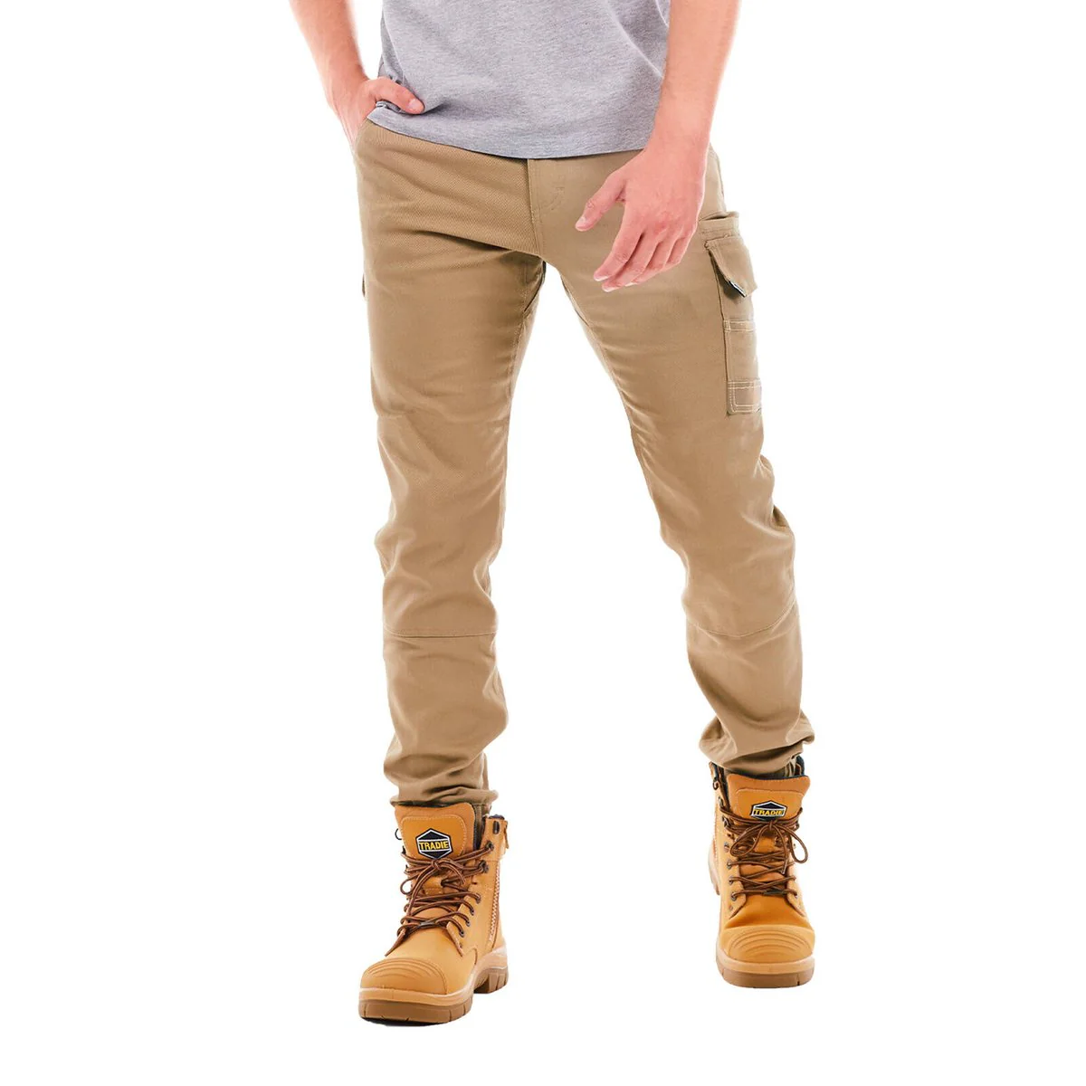 Tradie Core Khaki Skinny Cuffed Pant 82 - Flex Fabric - Cuffed Ankle - No Ouch Crouch - Image 2