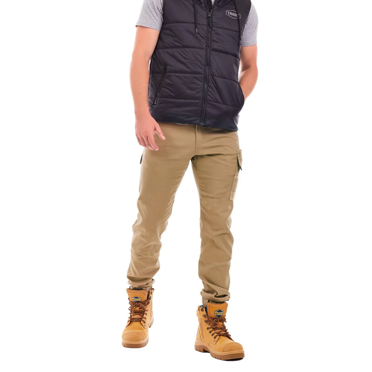 Tradie Core Khaki Skinny Cuffed Pant 97 - Flex Fabric - Cuffed Ankle Design - Image 5