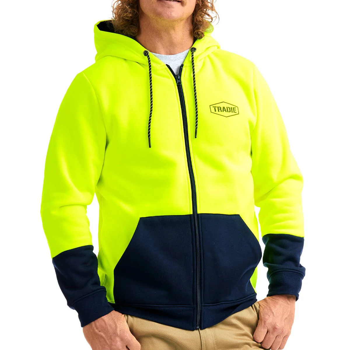 Tradie Hi Vis Yellow Hoodie Small - 580mm x 750mm - Comfort & Visibility - Image 2