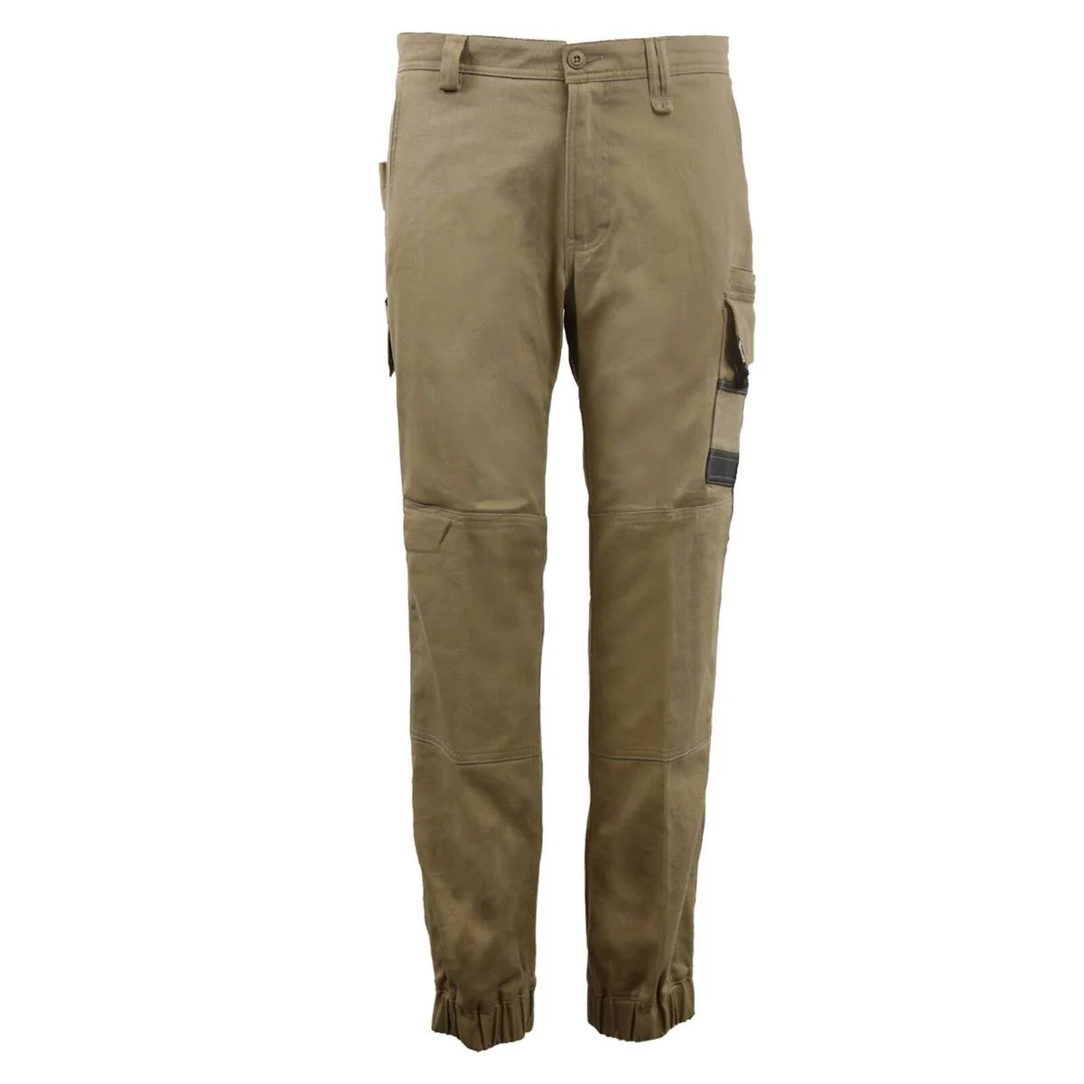 Tradie Mens Skinny Cuff Pants 102 - Khaki - 280 GSM - Flex Fabric - Cuffed Ankle