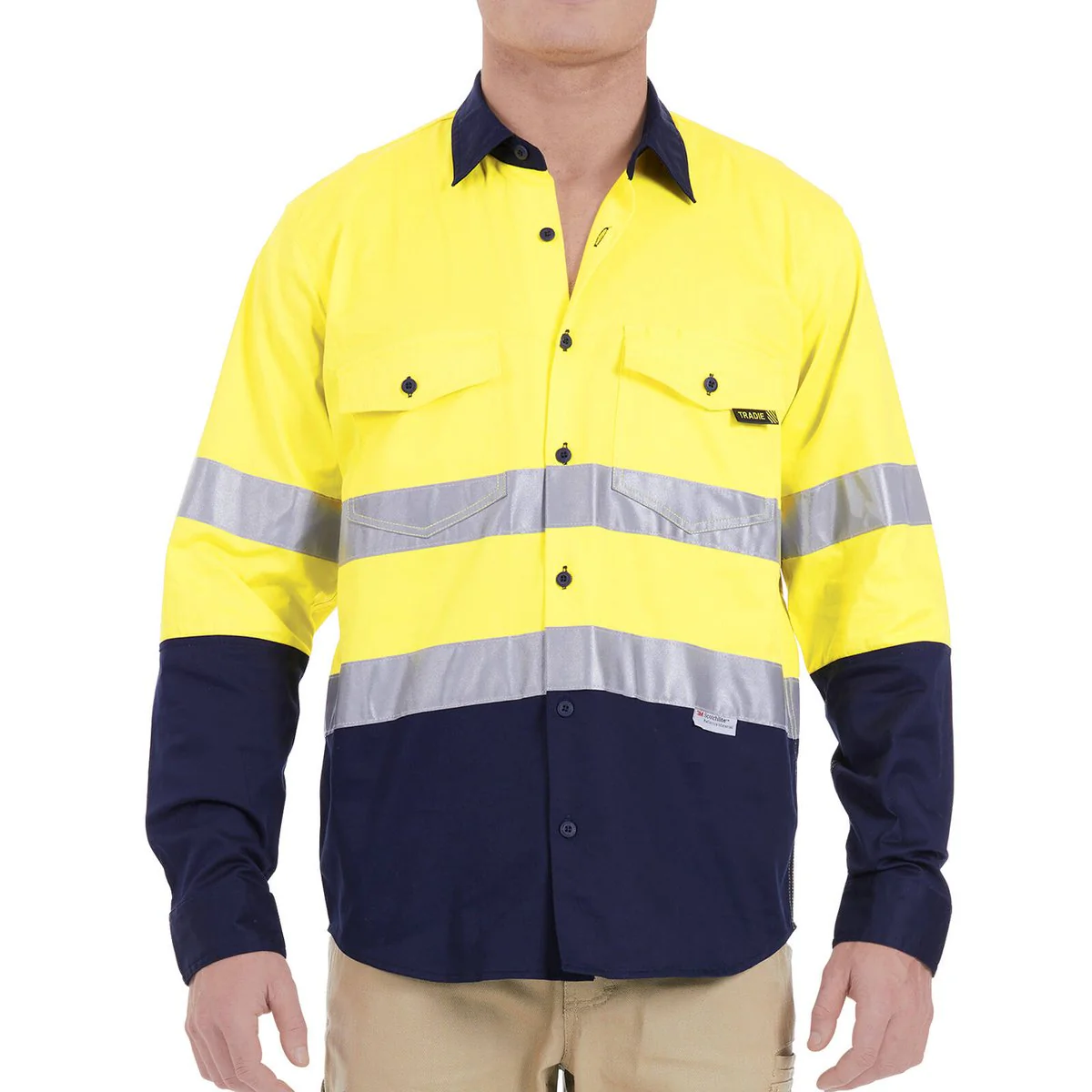 Tradie XL Hi Vis Yellow Mens Reflective Long Sleeve Shirt - 150GSM - Breathable - Comfortable - Image 4