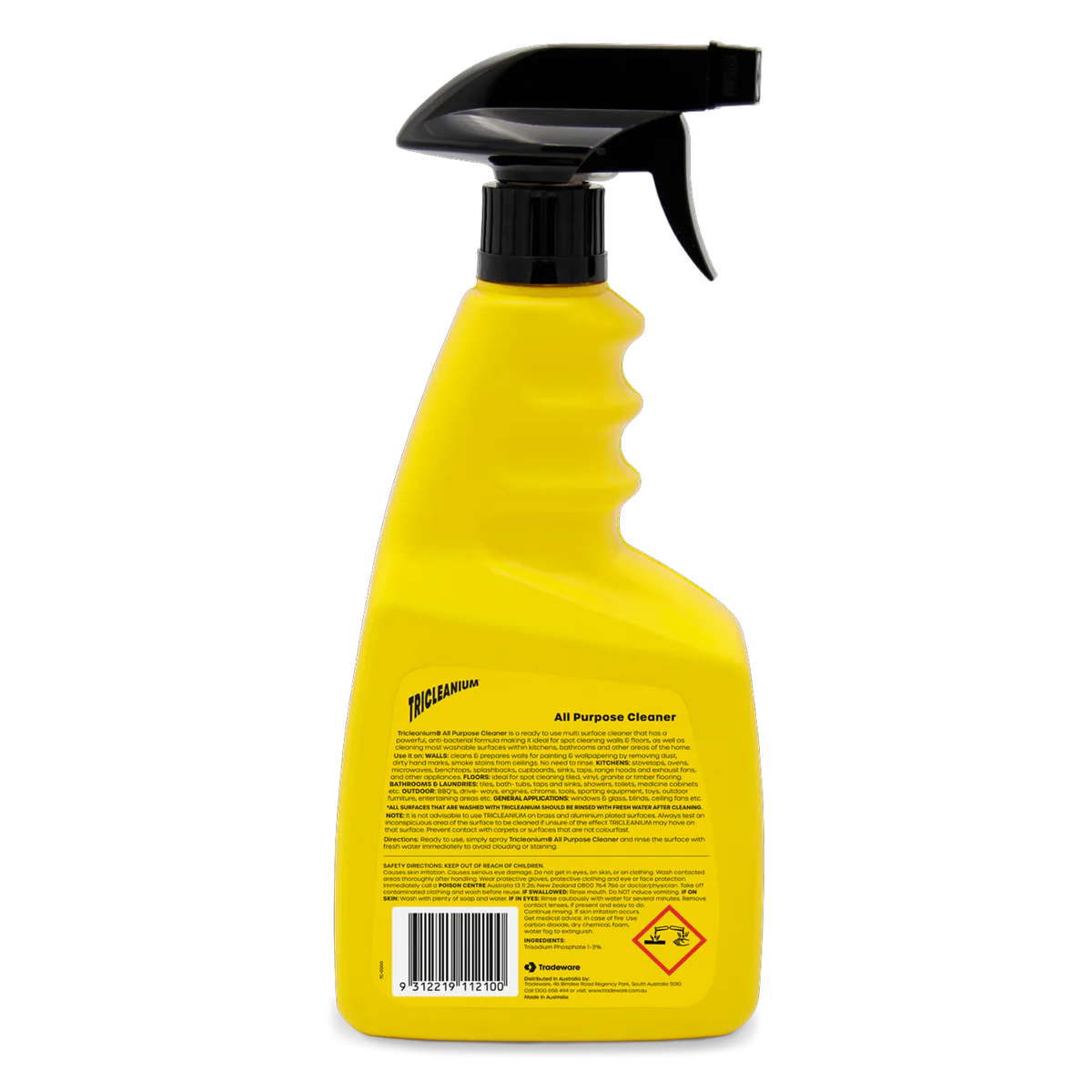 Tricleanium All Purpose Cleaner 750ml - Ready to Use - Industrial Strength - Non-Abrasive - Yellow - Image 2