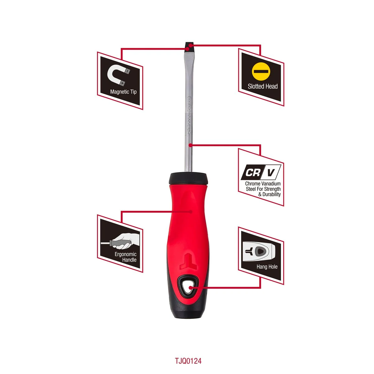 Trojan 100mm No 6 Slot Screwdriver - Red and Black - Magnetic Tip - Image 3
