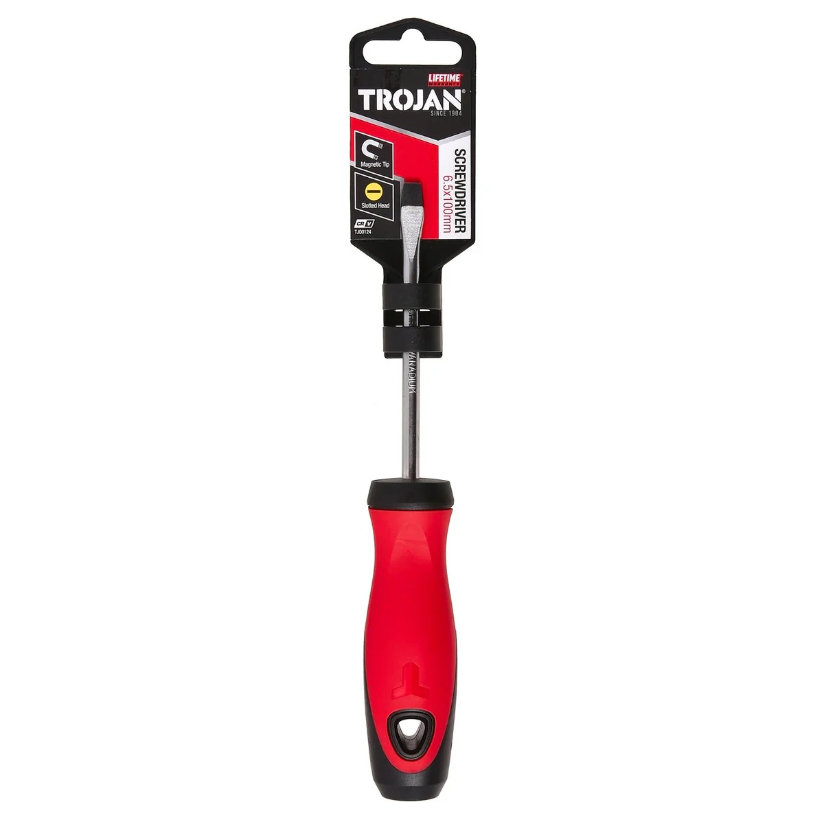 Trojan 100mm No 6 Slot Screwdriver - Red and Black - Magnetic Tip - Image 5