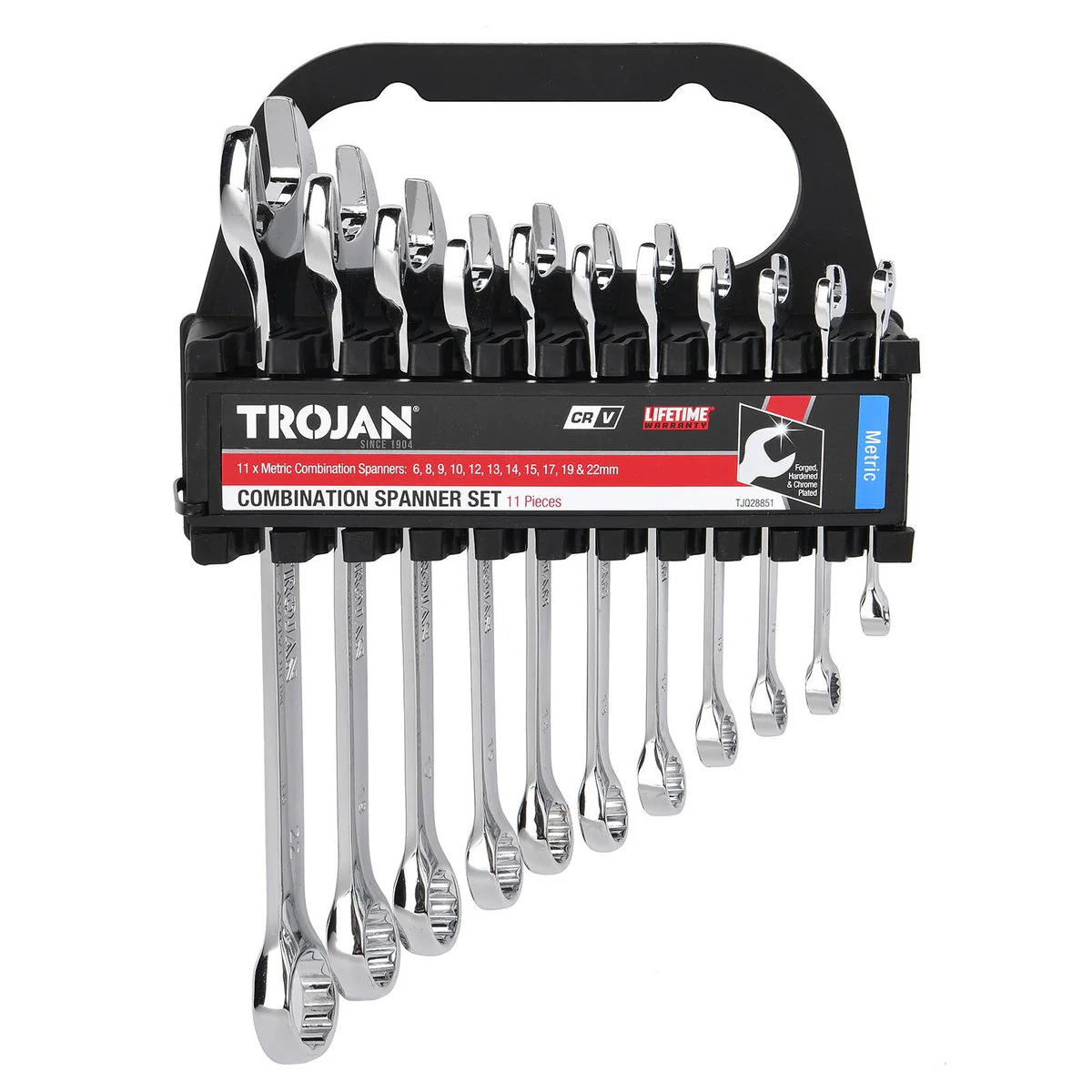 Trojan 11 Piece Metric Combination Spanner Set - 6mm to 22mm - Chrome Vanadium - Image 2