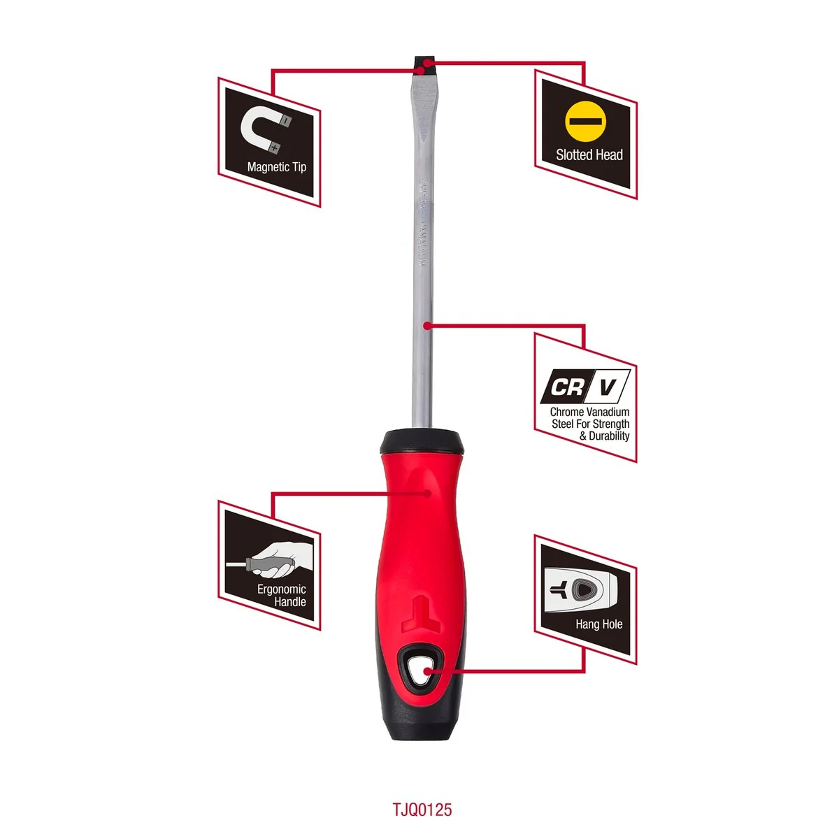 Trojan 150 x 8mm Screwdriver - Magnetic Tip - Chrome Vanadium Steel - Red/Black - Image 3