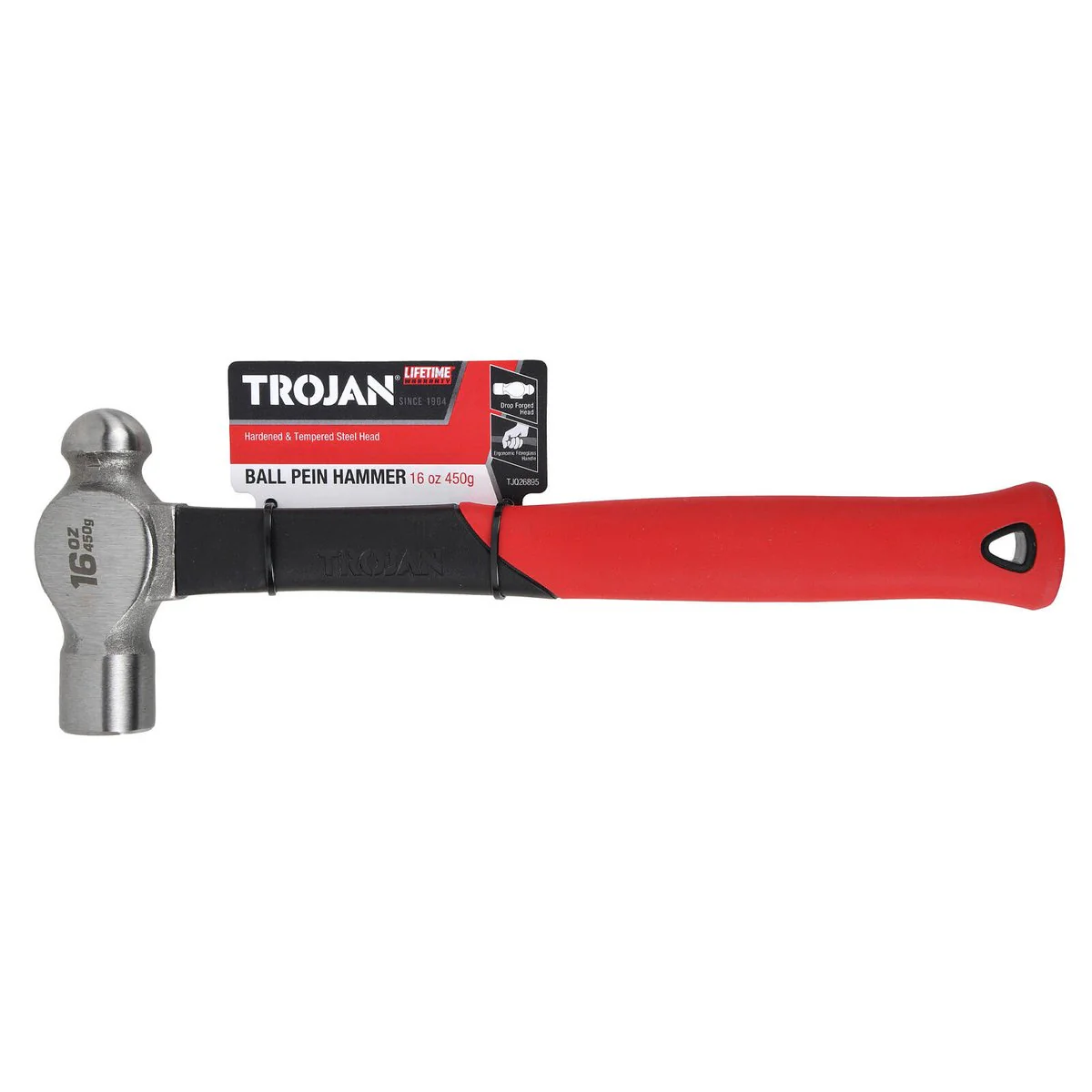 Trojan 16oz Fibreglass Ball Pein Hammer - 450g - Durable Steel Head - Image 3