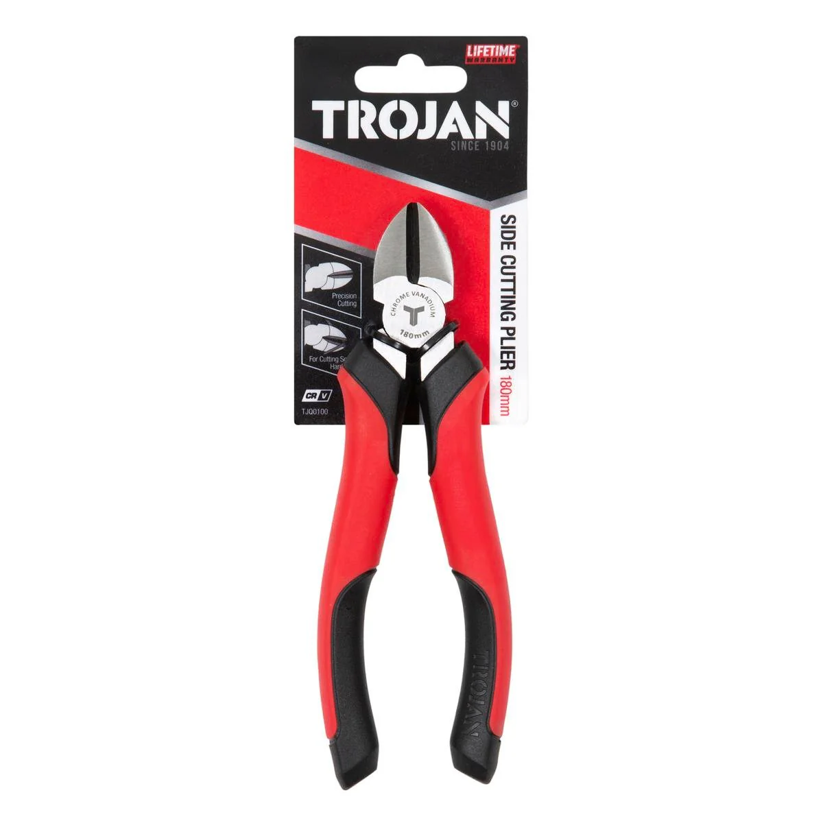 Trojan 180mm Side Cutting Plier - Chrome Vanadium Steel - Red and Black
