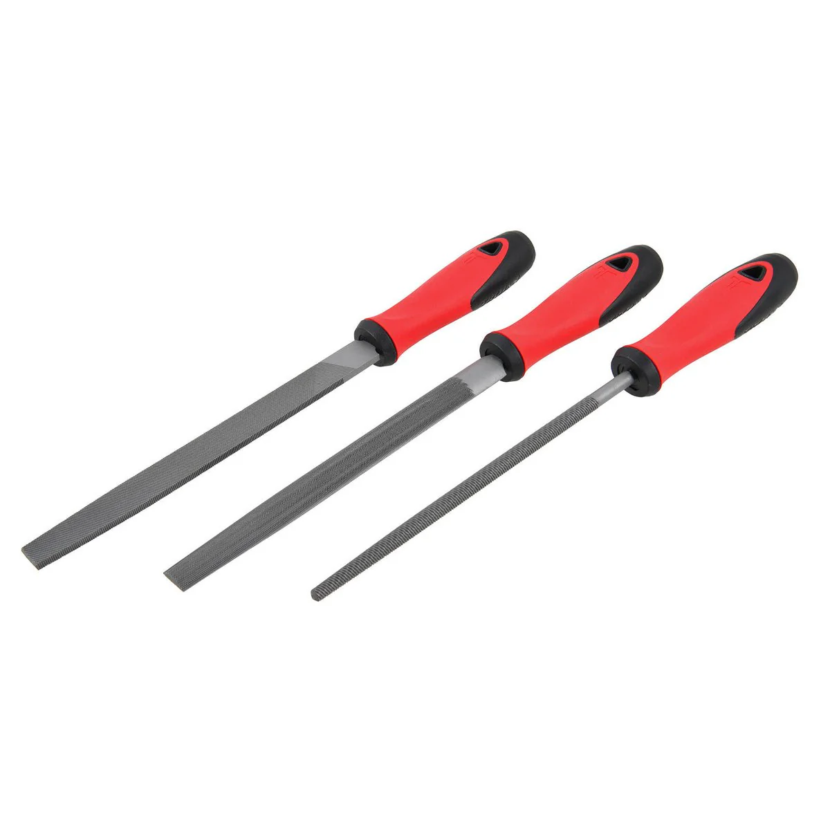 Trojan 3 Piece File Set - 200mm Flat, Half Round & Round Files - Durable Steel - Image 2