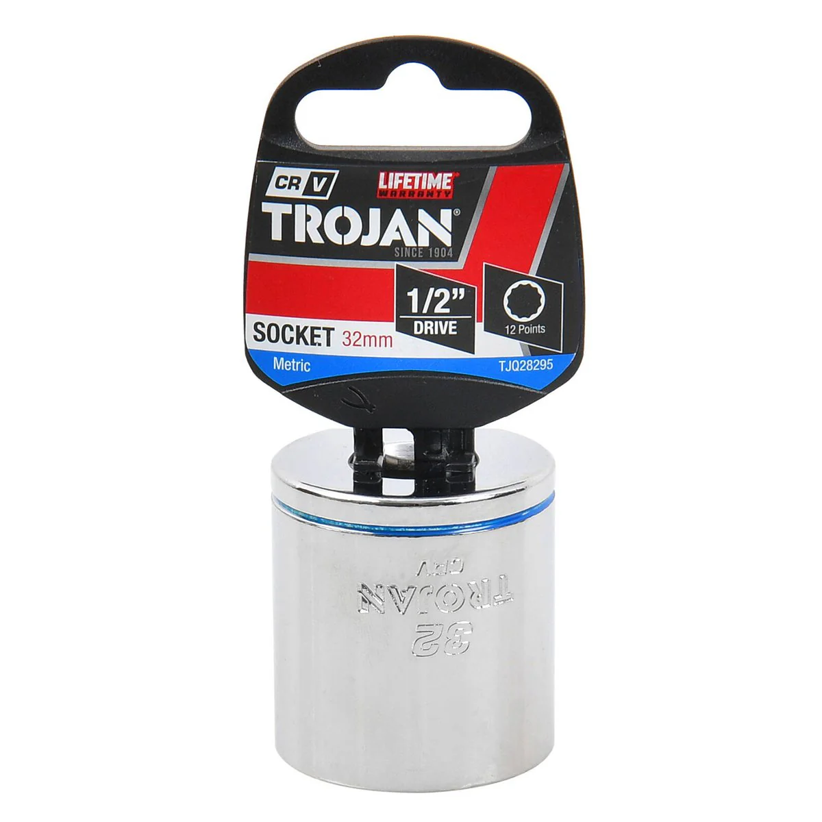 Trojan 32mm Socket 1/2 Drive - Polished Chrome Vanadium - 12 Point Design - Lifetime Warranty - Image 2