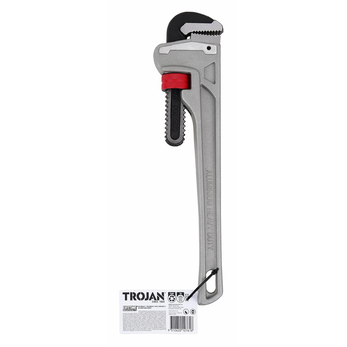 Trojan 350mm Aluminium Pipe Wrench - Lightweight - Drop Forged Jaws - 55mm Capacity - Image 4