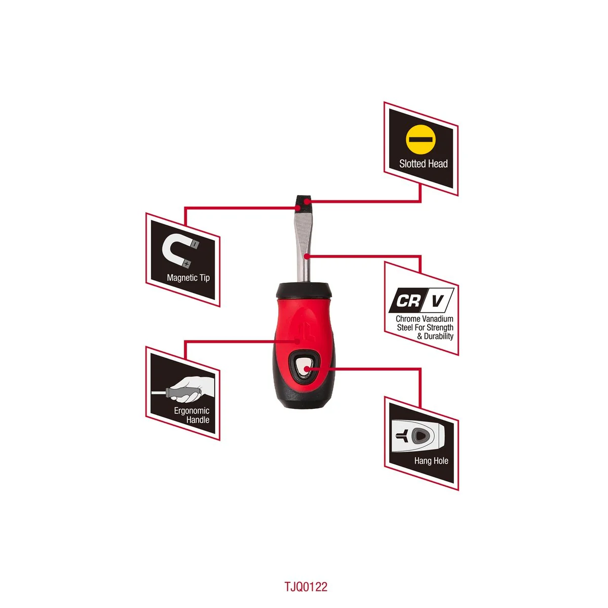 Trojan 38mm No 6 Slot Screwdriver - Magnetic Tip - Red and Black - Image 3