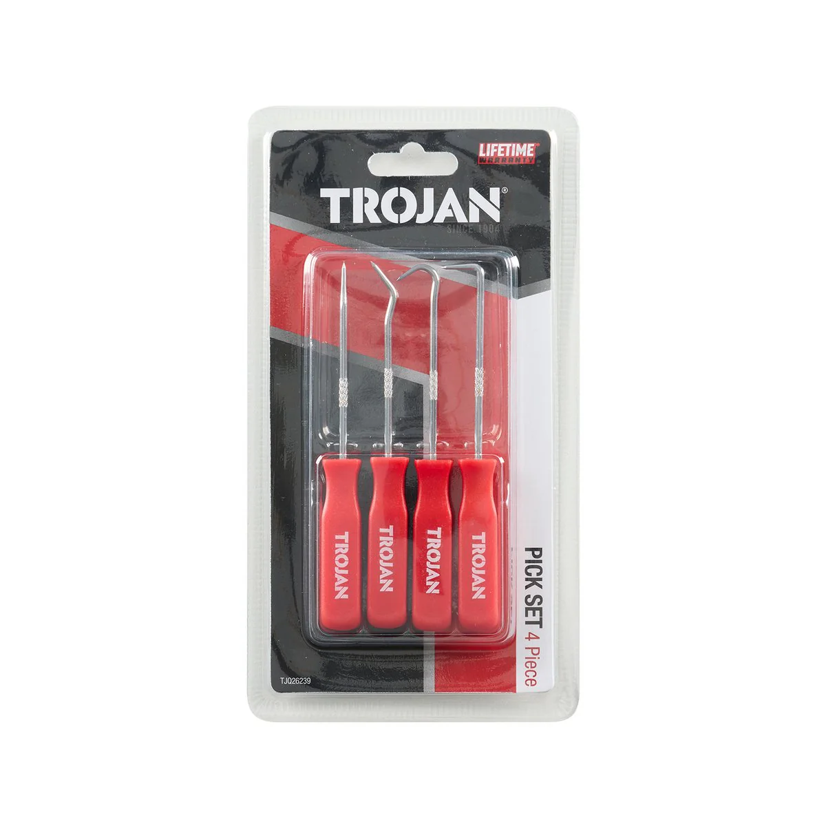 Trojan 4 Piece Pick Set - Chrome Plated Carbon Steel - 130mm x 14mm x 230mm - Durable & Versatile - Image 2