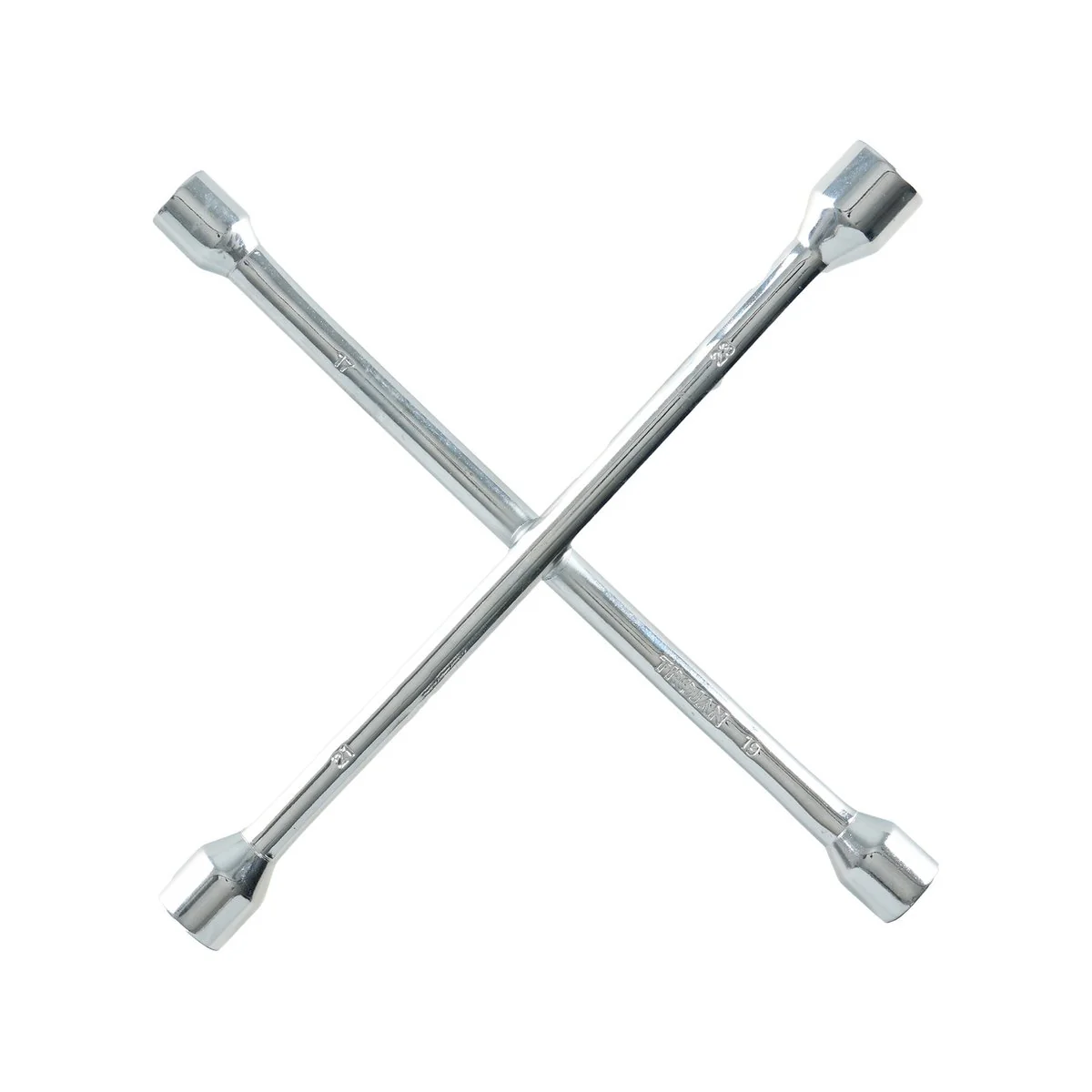 Trojan 4 Way Wheel Brace - 4 Socket Sizes - Durable Carbon Steel - 380mm x 60mm x 420mm