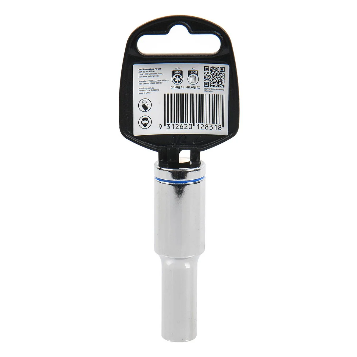 Trojan 9mm Deep Socket 1/2" Drive - Polished Chrome Vanadium - 12-Point Design - Image 3