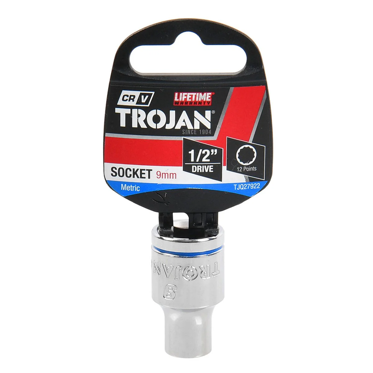 Trojan 9mm Socket 1/2" Drive - Chrome Vanadium - Durable - 12-Point Design - Image 2