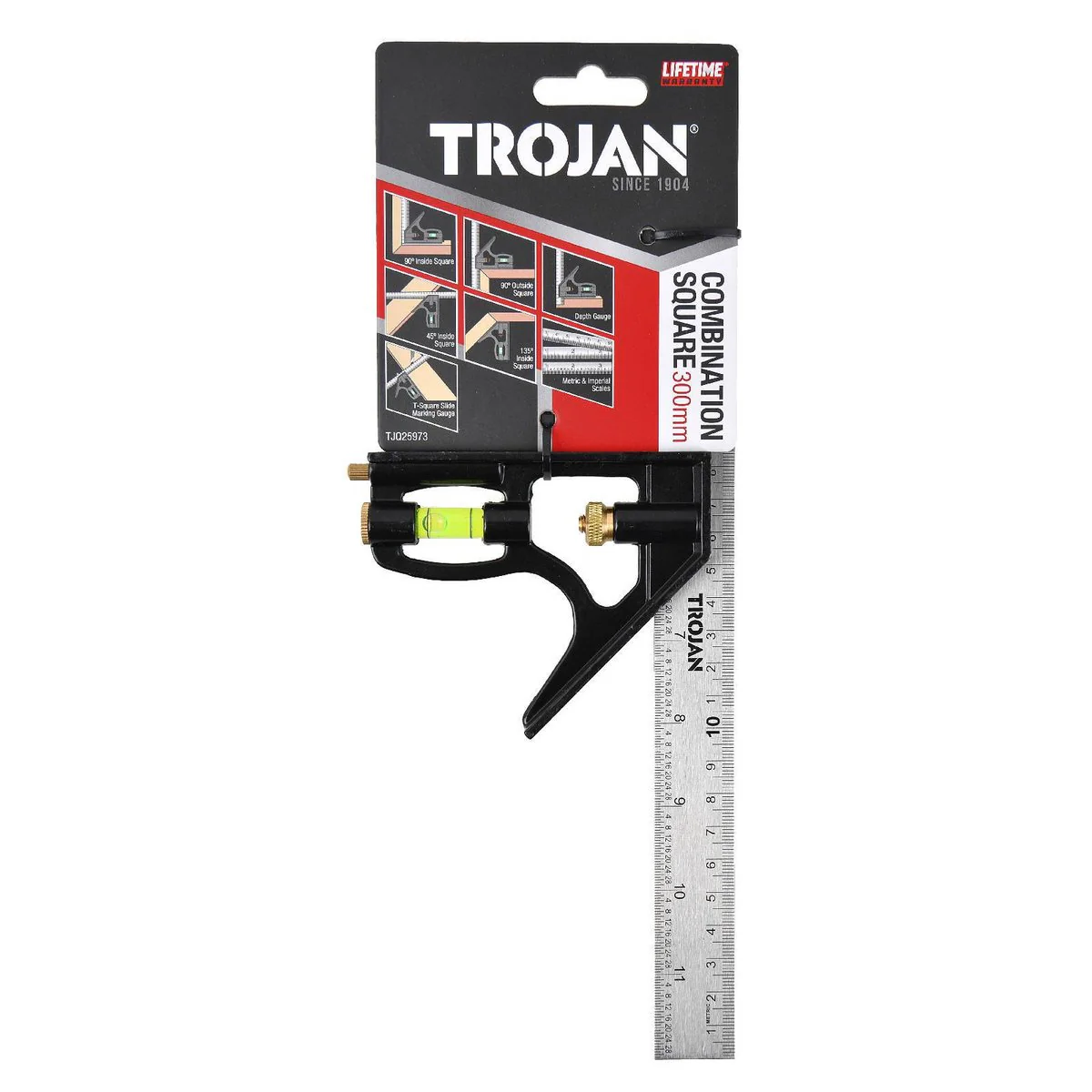 Trojan Combination Square - 300mm - Accurate Measuring Tool - Depth Gauge