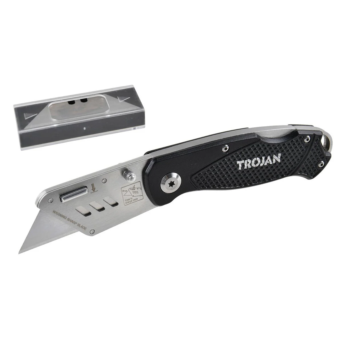 Trojan Folding Utility Knife - Compact Design - 5x SK5 Steel Blades - 150mm x 25mm x 190mm - Image 4