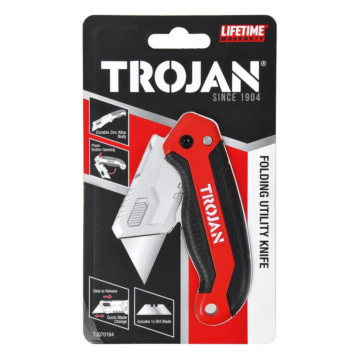 Trojan Folding Utility Knife - Zinc Alloy - 30mm x 127.5mm x 102.5mm - Durable Design - Image 3