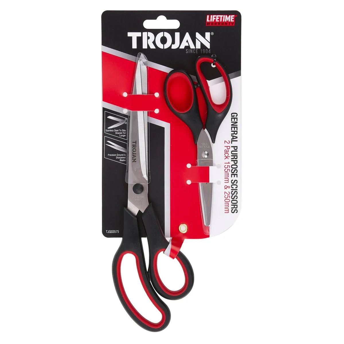 Trojan General Purpose Scissors - 155mm & 250mm - Stainless Steel - DIY Use - Image 3