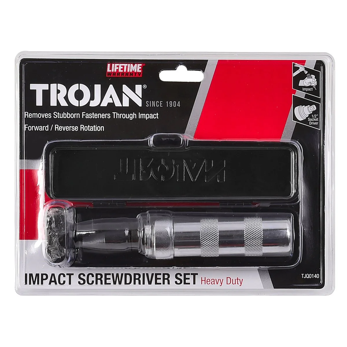 Trojan Impact Screwdriver Set - 4 Bits - 170mm x 40mm x 230mm - Red/Black - Image 4