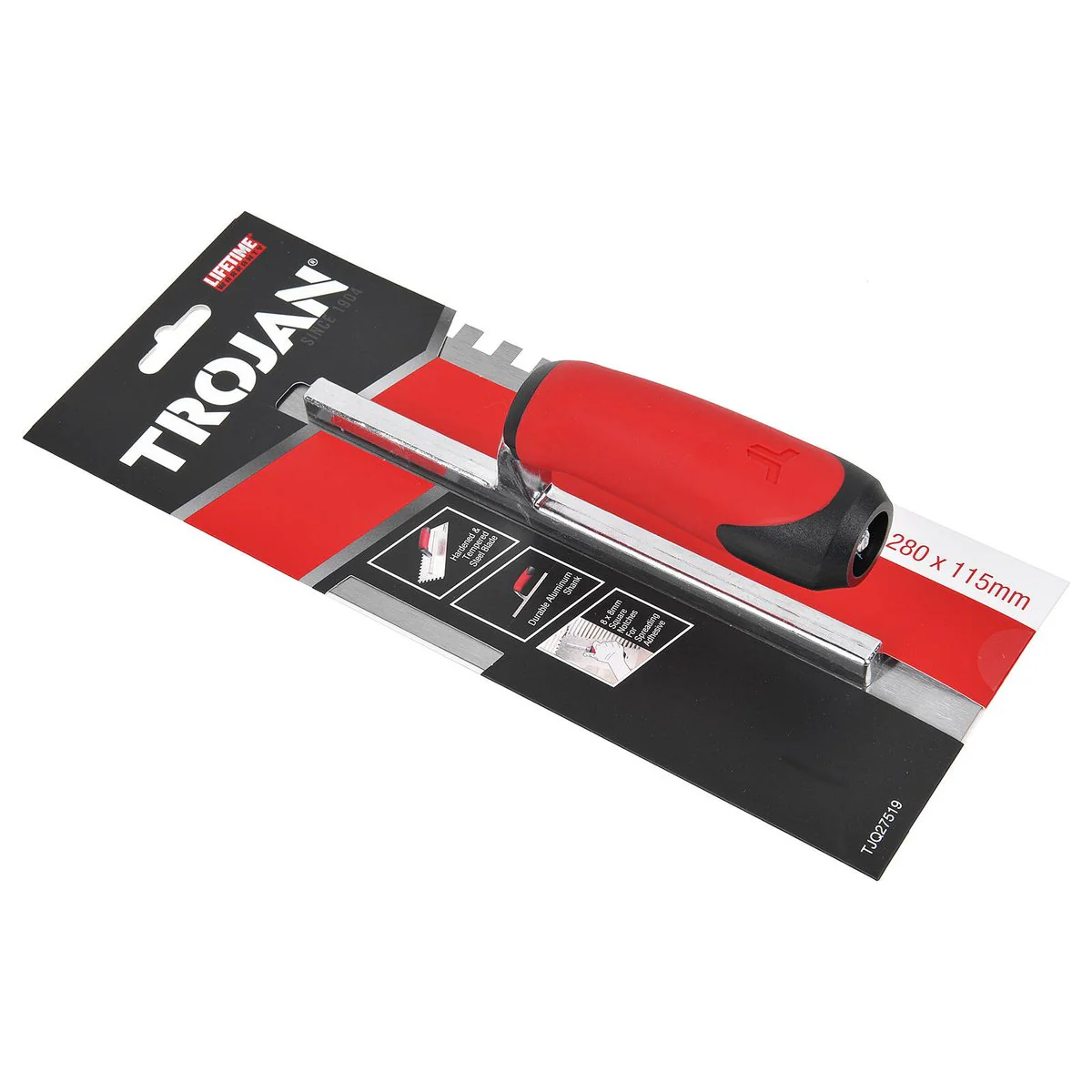 Trojan Notched Plastering Trowel 280mm x 115mm - Durable Steel Blade - Ergonomic Grip - Image 4