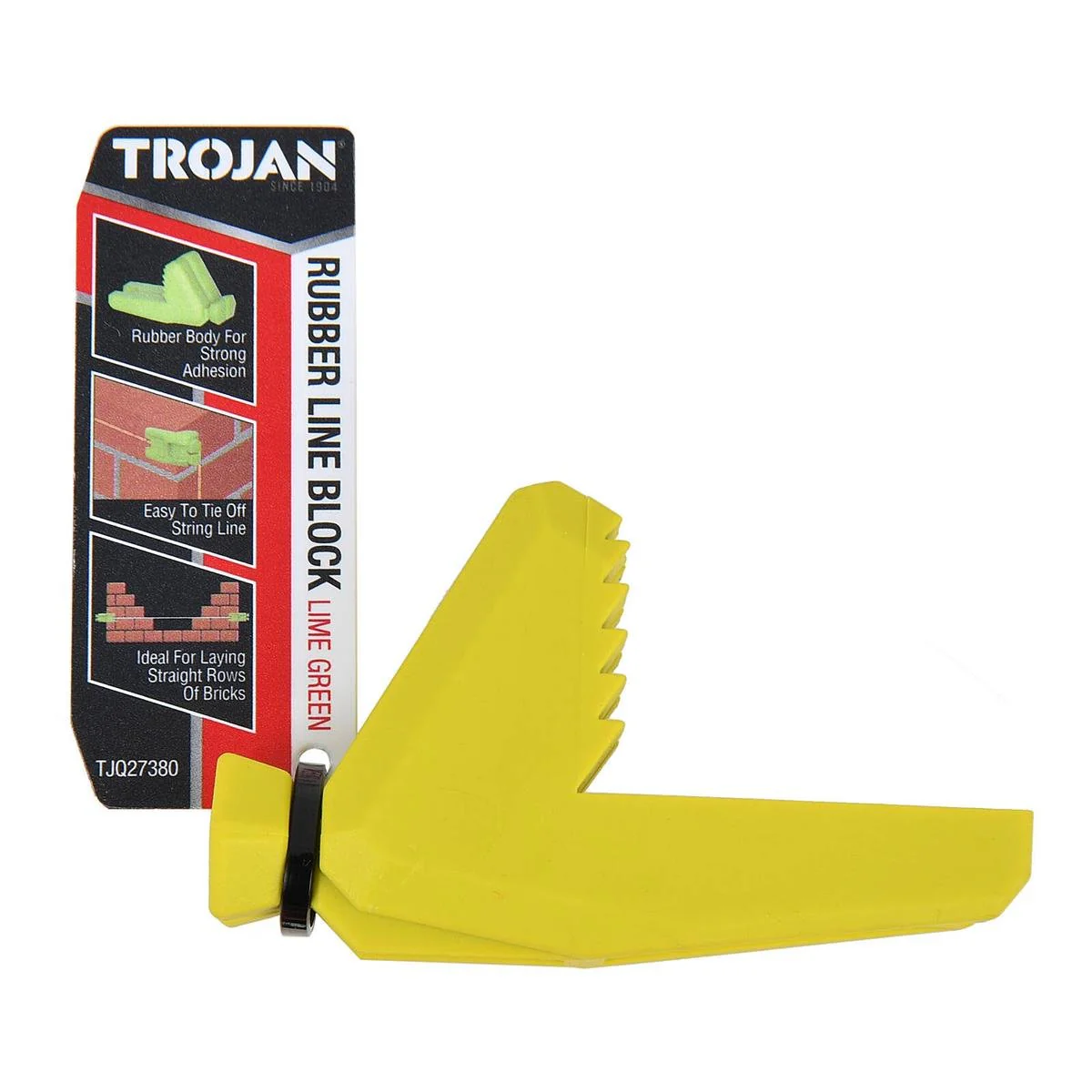 Trojan Rubber Line Block - Bricklaying Tool - 75mm x 33mm x 44mm - Lime Green