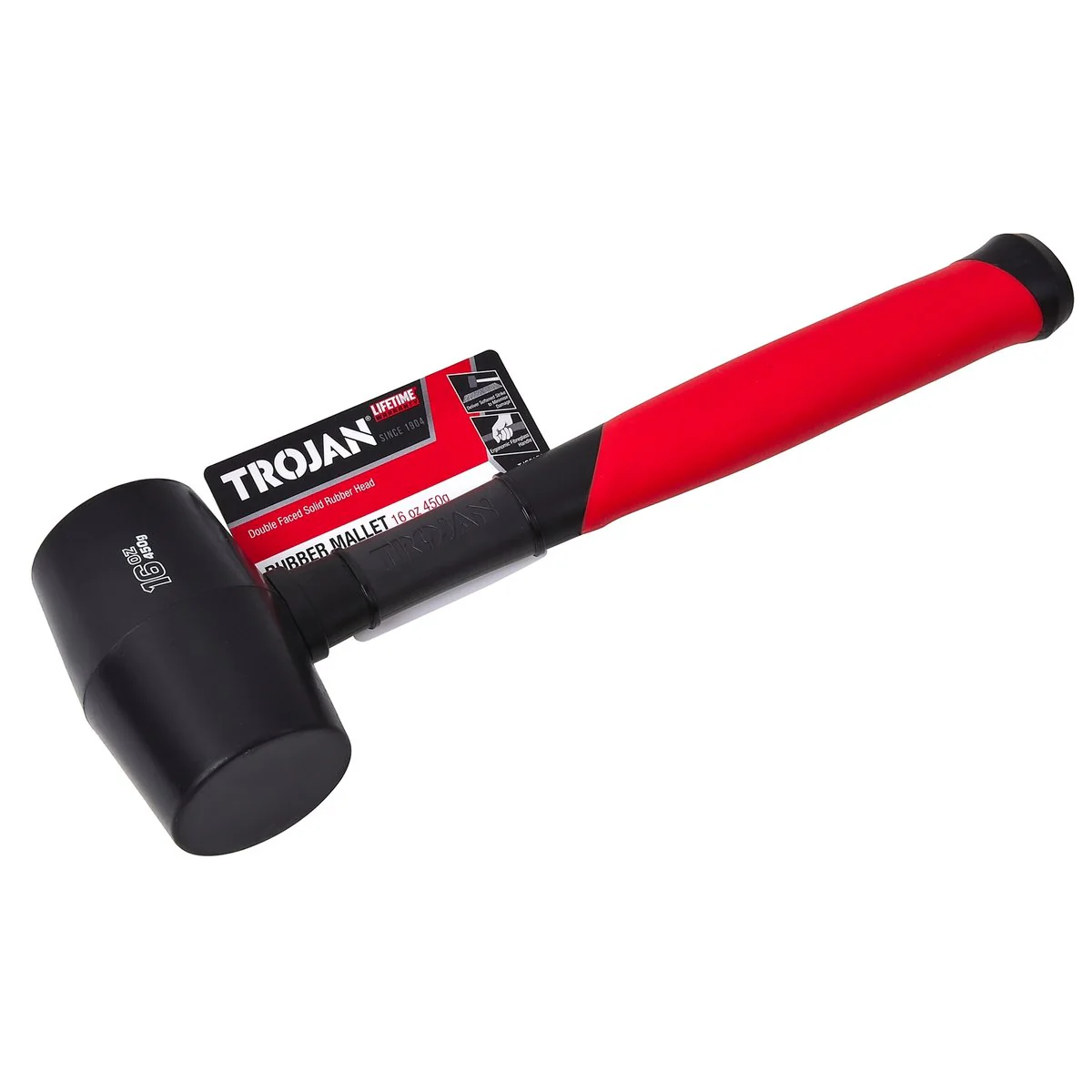 Trojan 16oz 450g Black Fibreglass Rubber Mallet - Durable Tool for D.I.Y. - Image 2