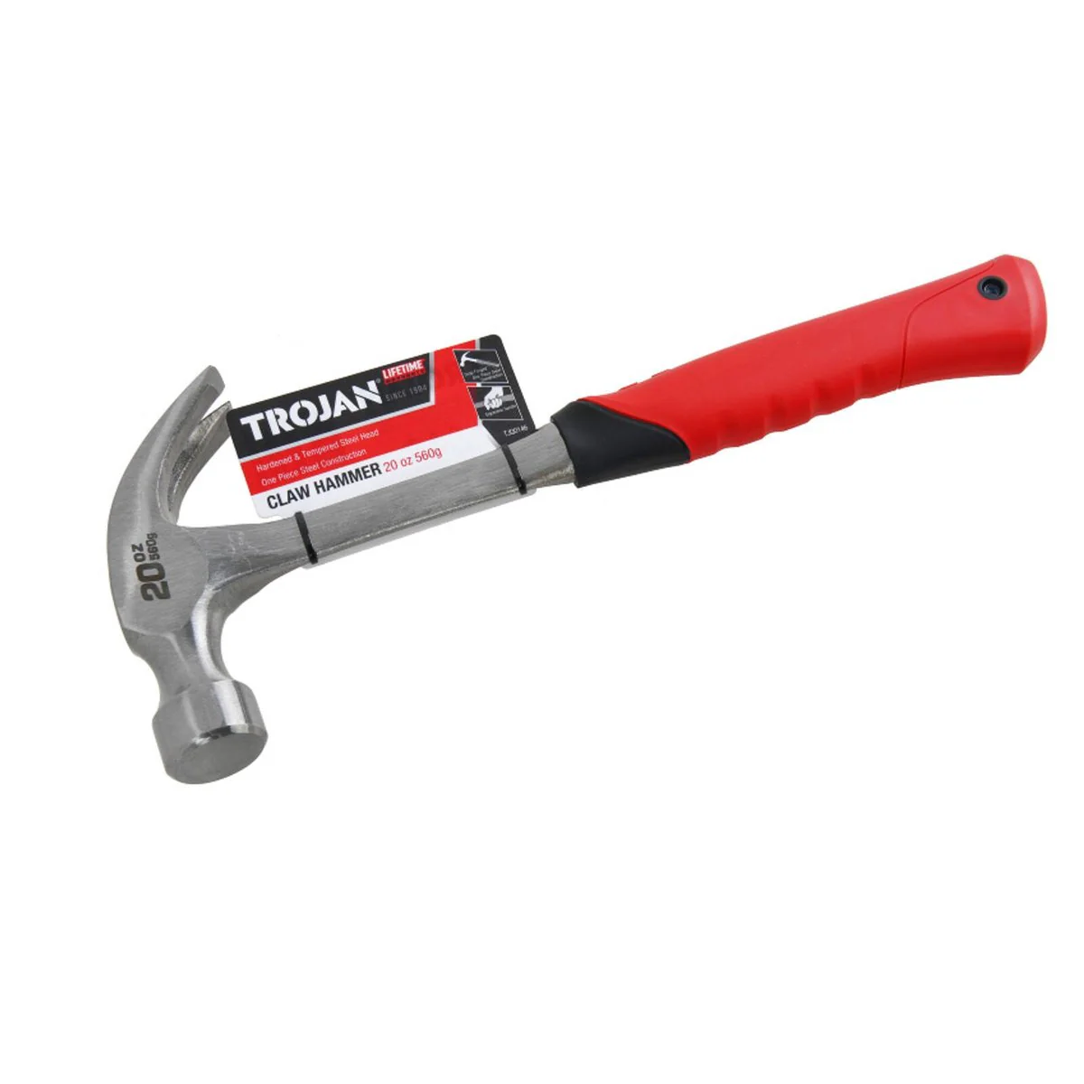 Trojan 20oz Steel Claw Hammer - 560g - Red and Black - Image 4