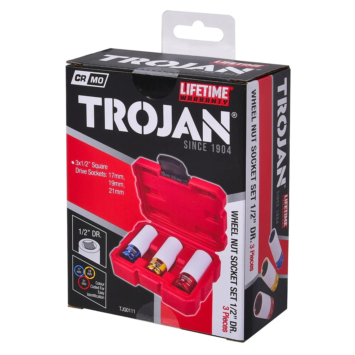 Trojan Wheel Nut Socket Set - 1/2" - Chrome Molybdenum - Heavy Duty Case