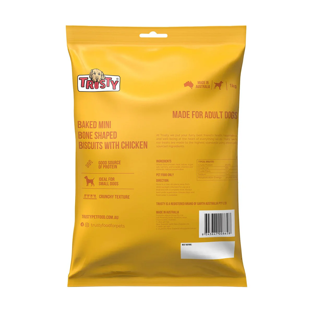 Trusty 1kg Small Baked Biscuits with Chicken - Crunchy Dog Treats - Image 2