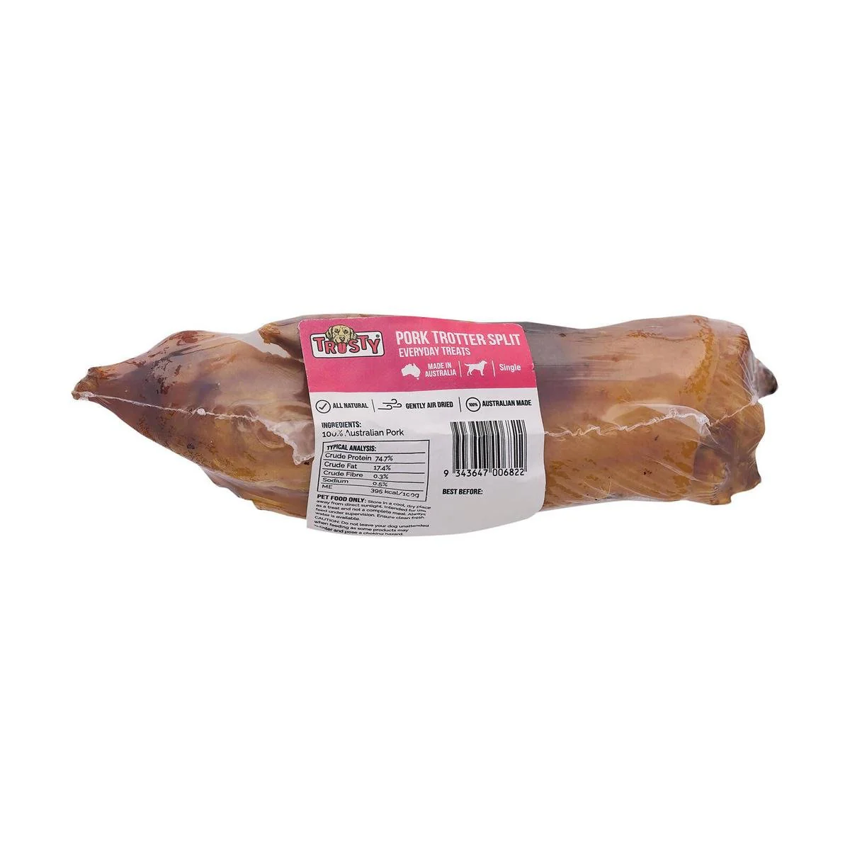 Trusty Air Dried Pork Trotters Dog Treats - 100g - All-Natural Crunchy Chew