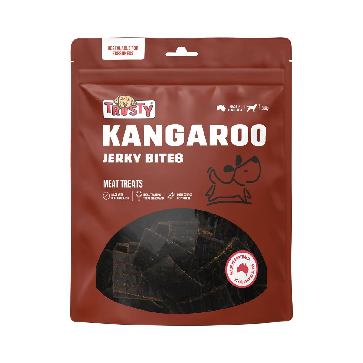 Trusty Kangaroo Jerky Bites Adult Dog Treats - 300g - Soft Chewy Protein
