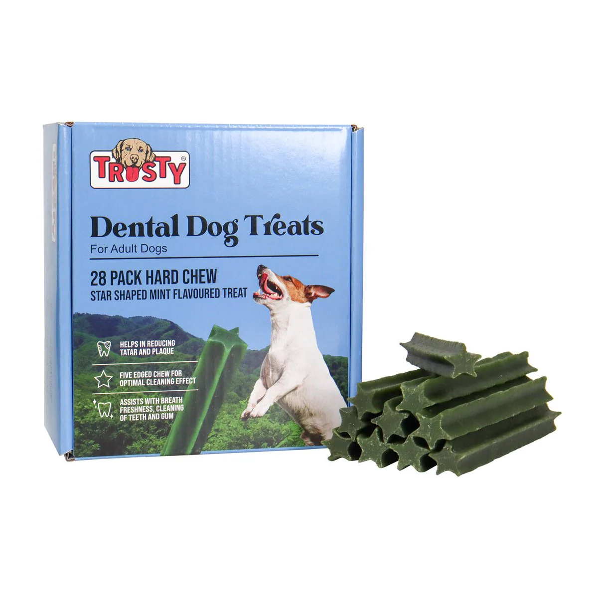 Trusty Star Mint Flavoured Hard Chew Stick Dog Treats 28 Pack - 504g - Dental Care - Image 5