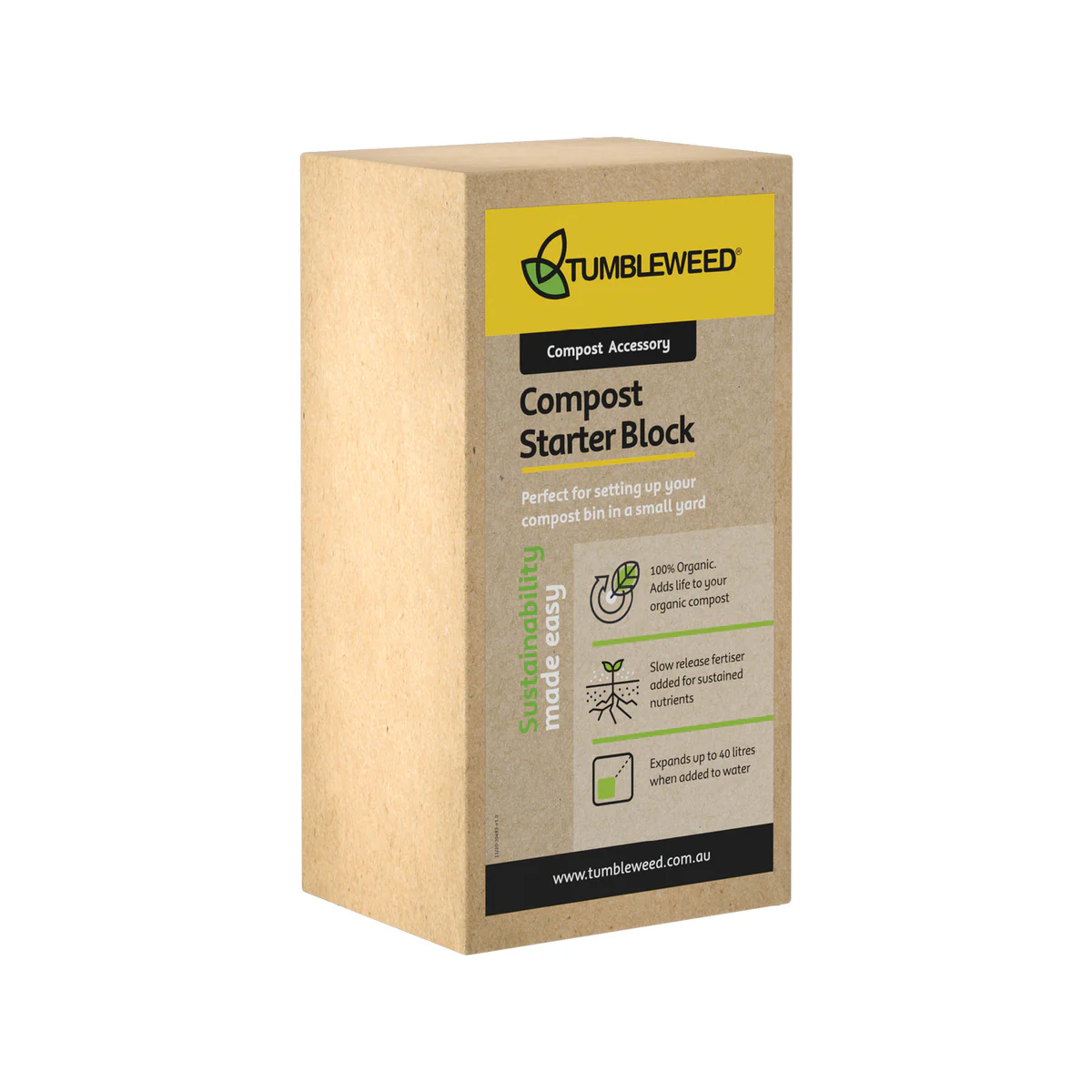 Tumbleweed Compost Starter Block - 280mm - Coconut Fibre - Natural Fertiliser
