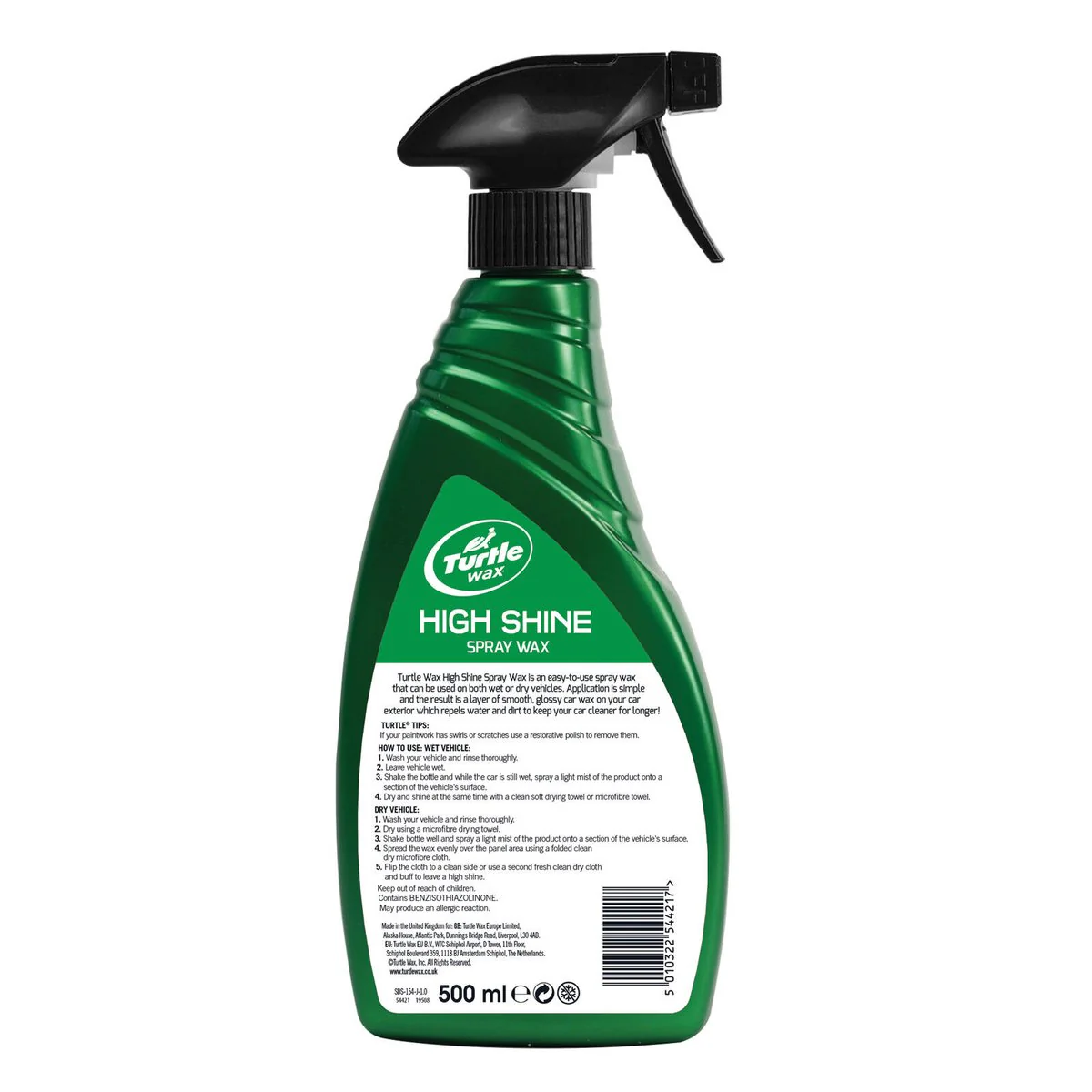 Turtle Wax High Shine Spray Wax - 500ml - Easy Application - Glossy Finish - Image 2