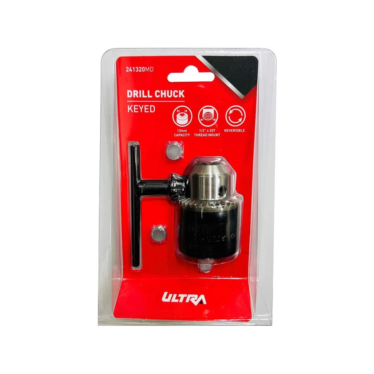 Ultra 13mm Keyed Drill Chuck - 20 Thread - Metal - Durable Construction
