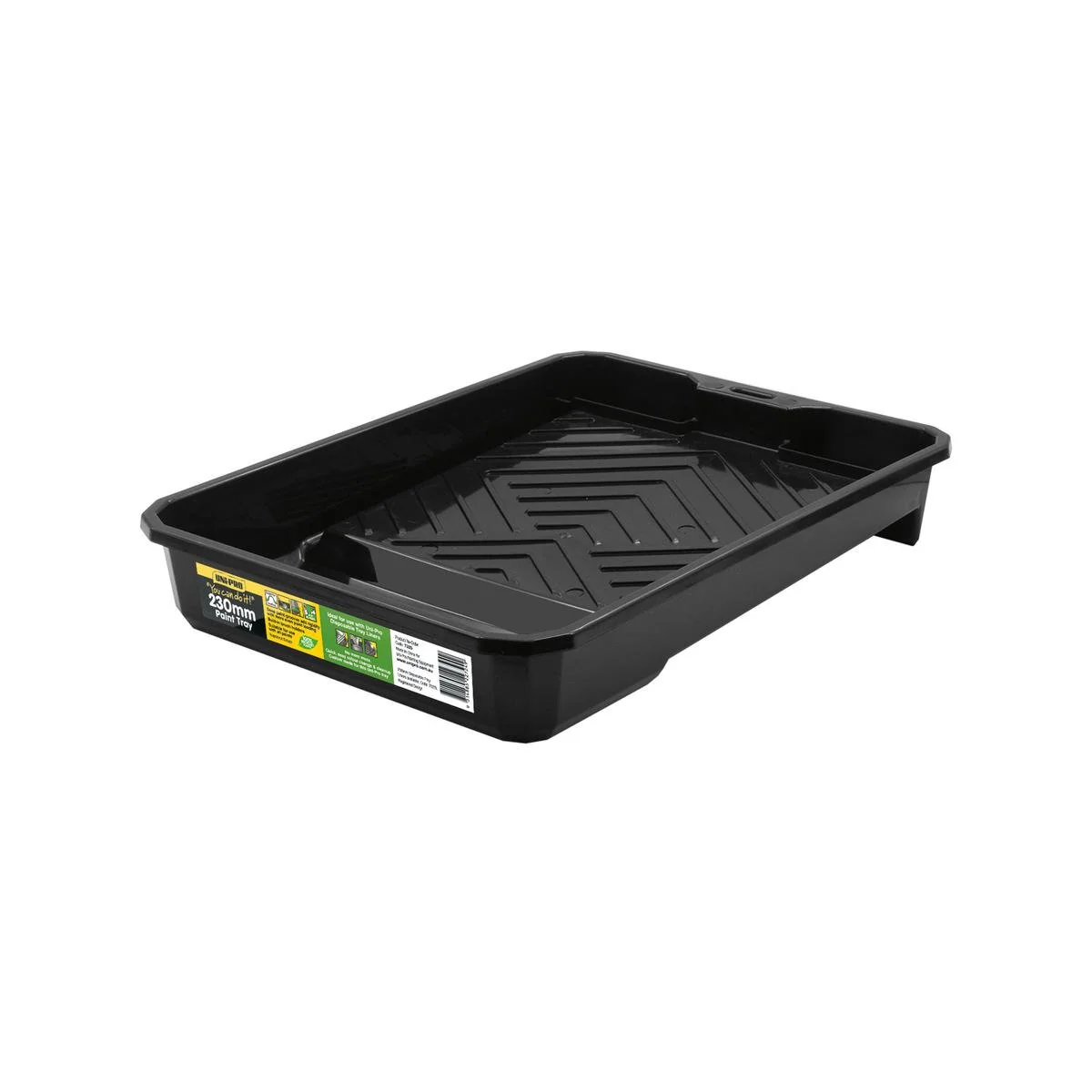 Uni Pro 230mm Black Heavy Duty Paint Tray - Durable Plastic - Deep Grooves