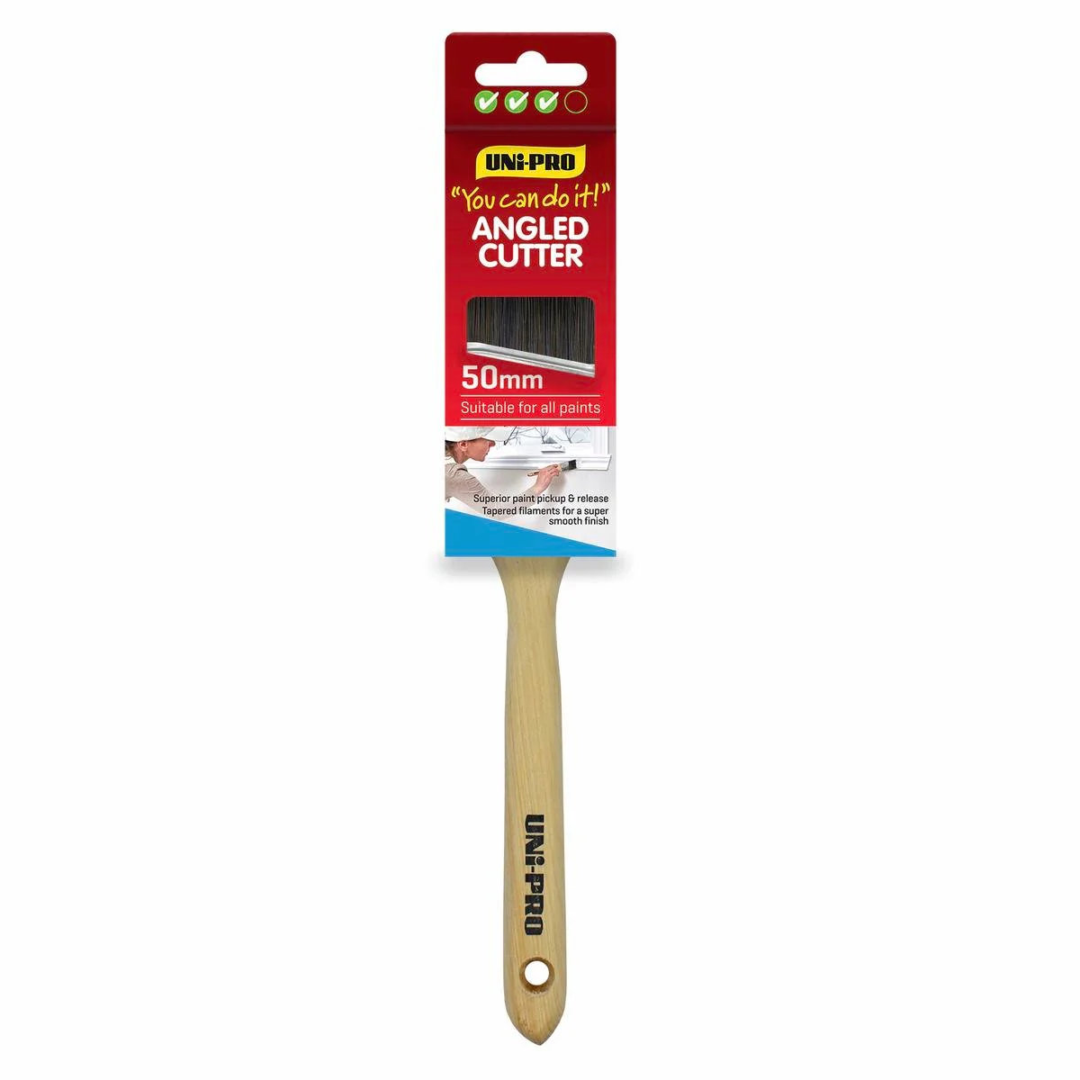 UNi-PRO Angled Sash Cutter Brush - 50mm - Timber - Precision Finish