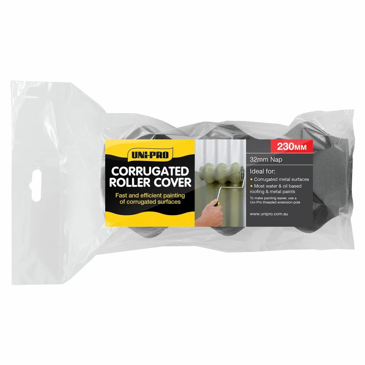 UNi-PRO Corrugated Roller Cover - 230mm - Foam - Painting Corrugated Surfaces