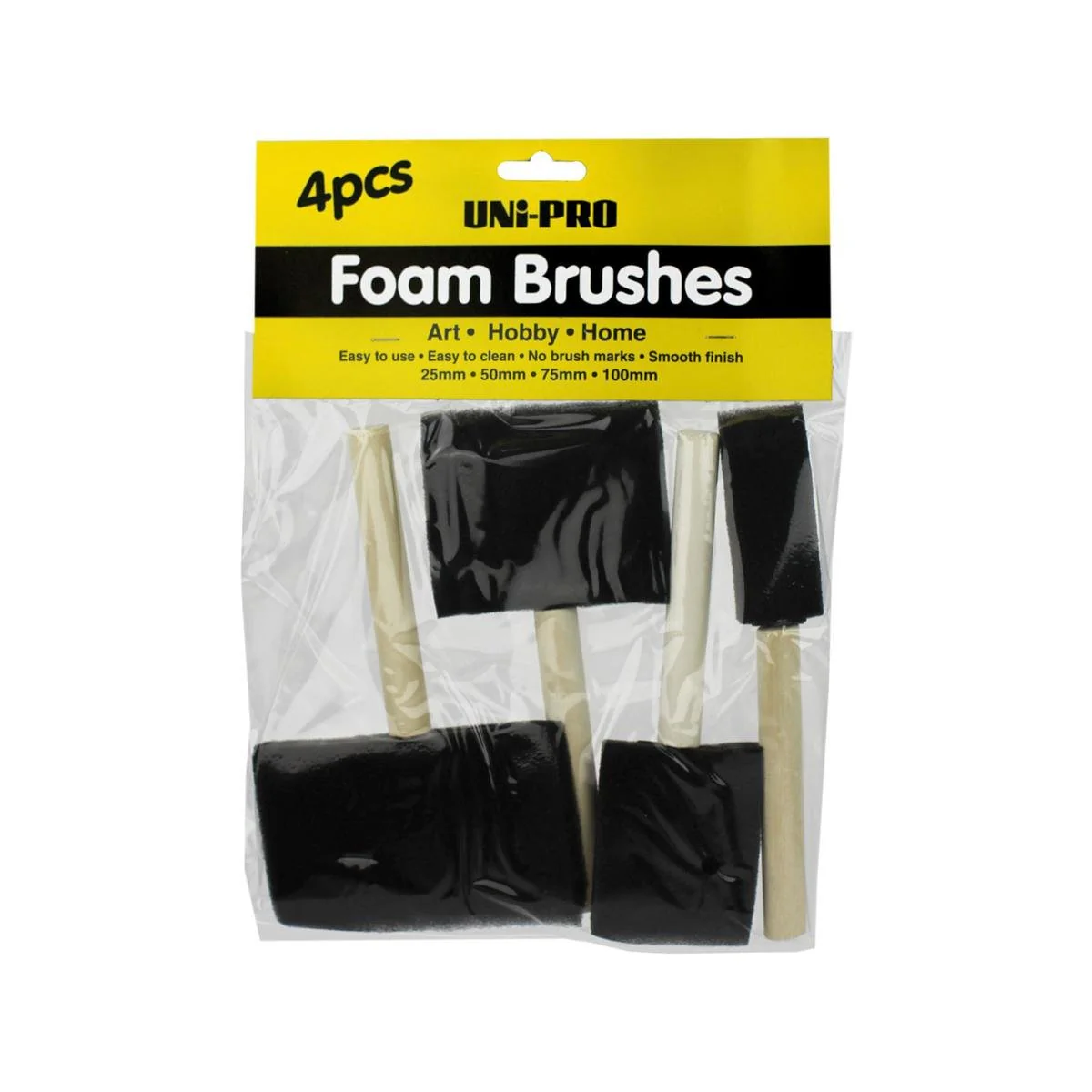 Uni Pro Foam Brush Set - 4 Pack - Foam - No Brush Marks