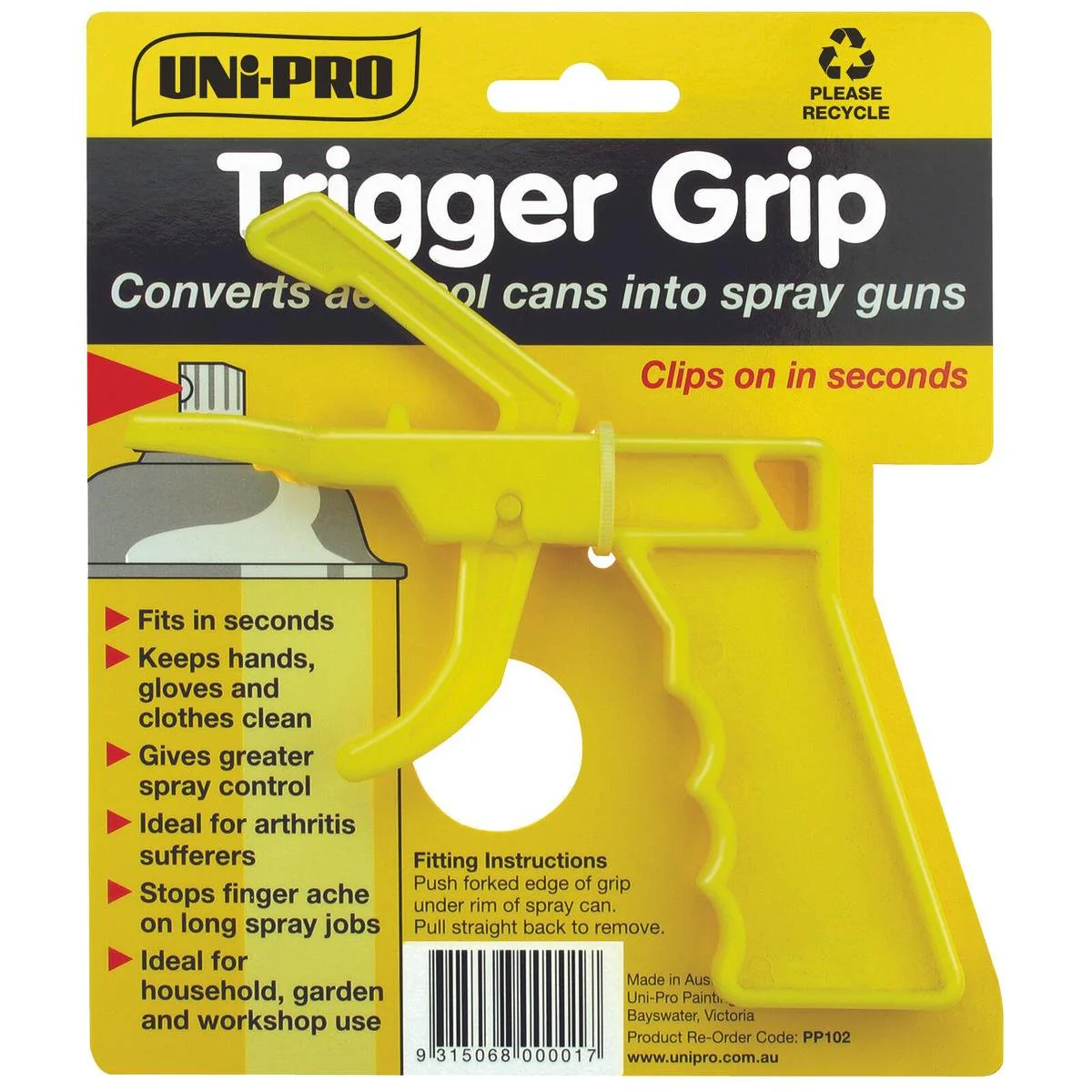 UNi-PRO Spray Can Trigger Grip - 125mm - Plastic - Arthritis Relief