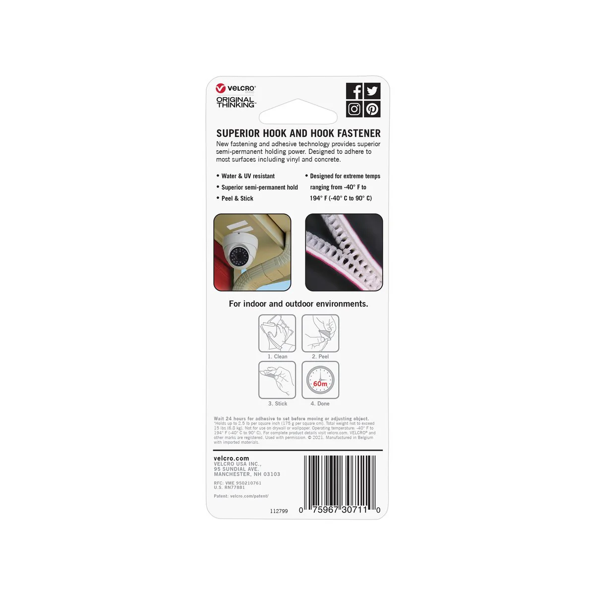 Velcro Brand Alfa Lok Strips - 4 Sets - 76.2mm x 25.4mm - White - Strong Fastening - Image 2