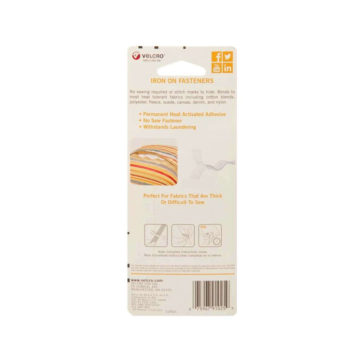 Velcro Brand Iron On Roll - 609mm x 19mm - White - Heat-Activated Adhesive - Image 2