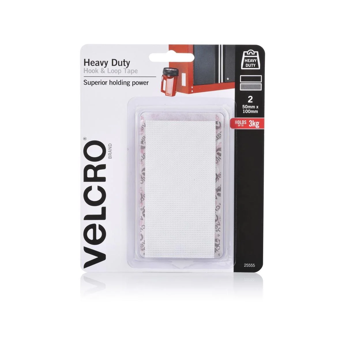 VELCRO® Brand Heavy Duty Stick On Tape - 50 x 100mm - Nylon - Indoor Use