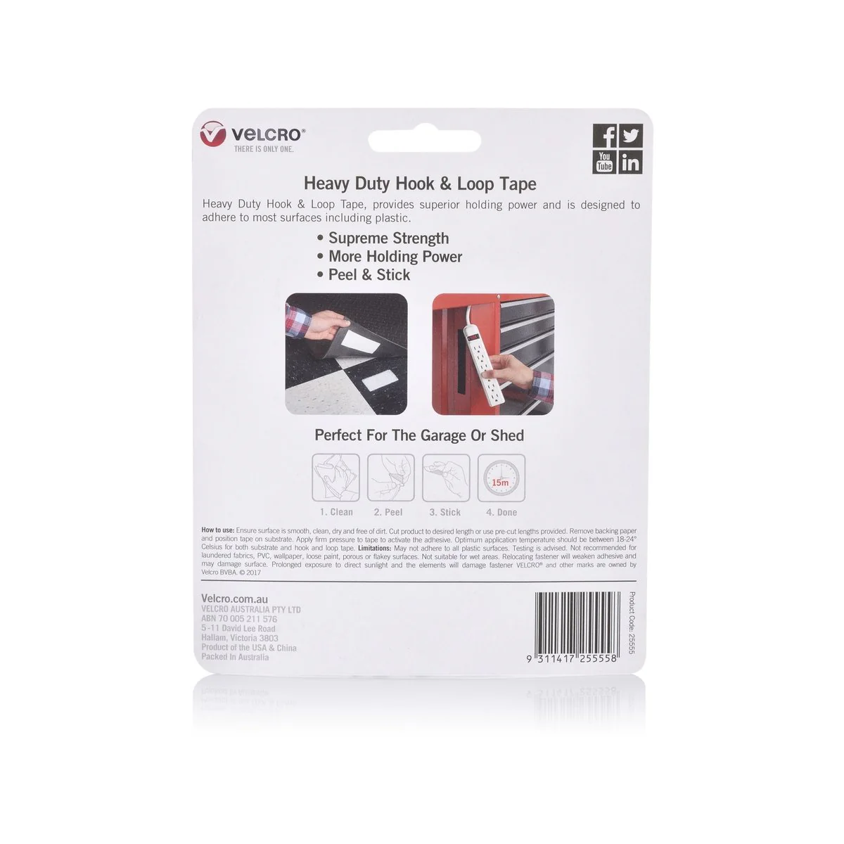 VELCRO® Brand Heavy Duty Stick On Tape - 50 x 100mm - Nylon - Indoor Use - Image 3