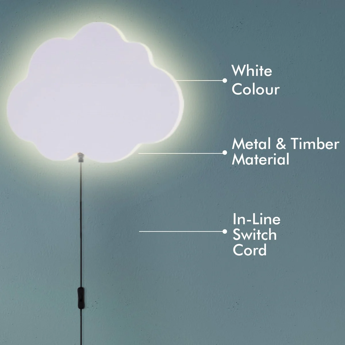Verve Cloud LED Wall Light - Kids Room Decor - Warm White - 242mm x 170mm - Image 3
