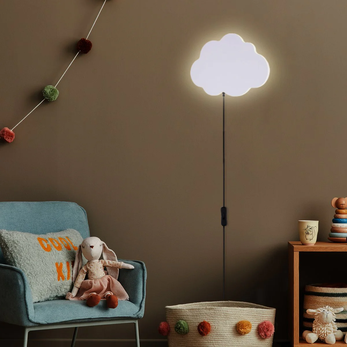Verve Cloud LED Wall Light - Kids Room Decor - Warm White - 242mm x 170mm - Image 4